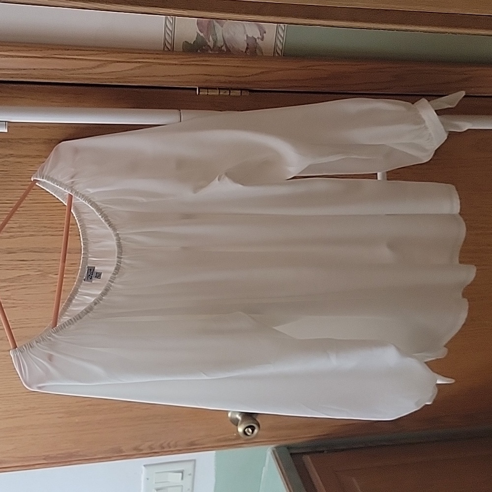 TRISH McEVOY WHITE BOHO PEASANT STYLE BLOUSE TOP SZ XL/1X